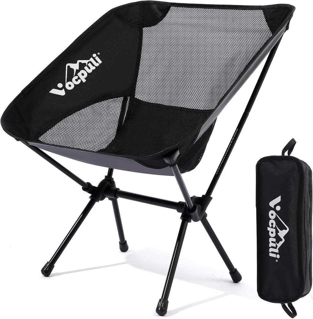 Camping Chair, Lightweight Folding Backpacking Hiking Chair, Compact Portable 330 lbs Capacity，Gifts for Men (Black -1pack