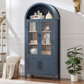 71" Tall Arched Display Cabinet with Glass Doors, 5-Tier Bookshelf