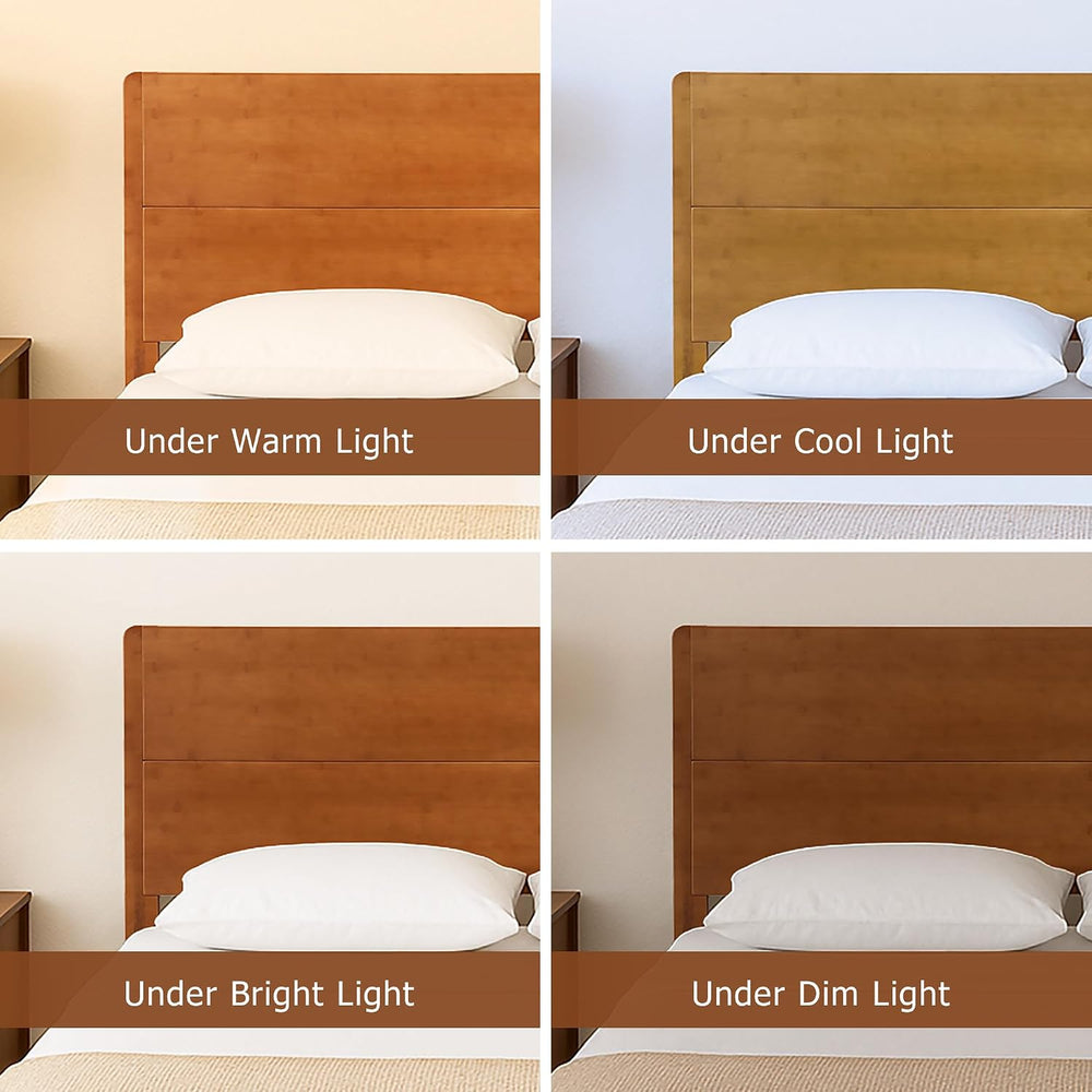 Merax Queen Size Bamboo Platform Bed Frame with Tall Headboard, Brown