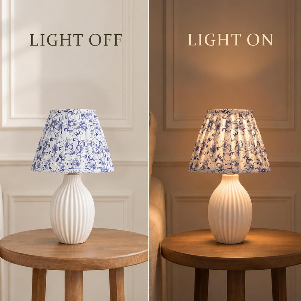 Blue & White Empire Pleated Lamp Shades Set of 2, 5" x 9" x 6.2...