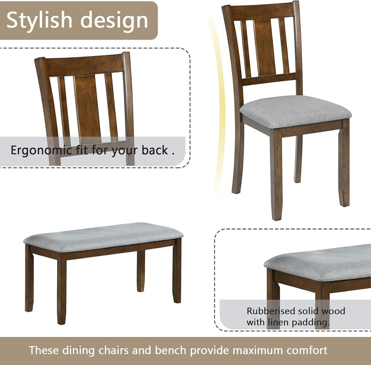 keiki 6-piece standard height dining table set with, package contents