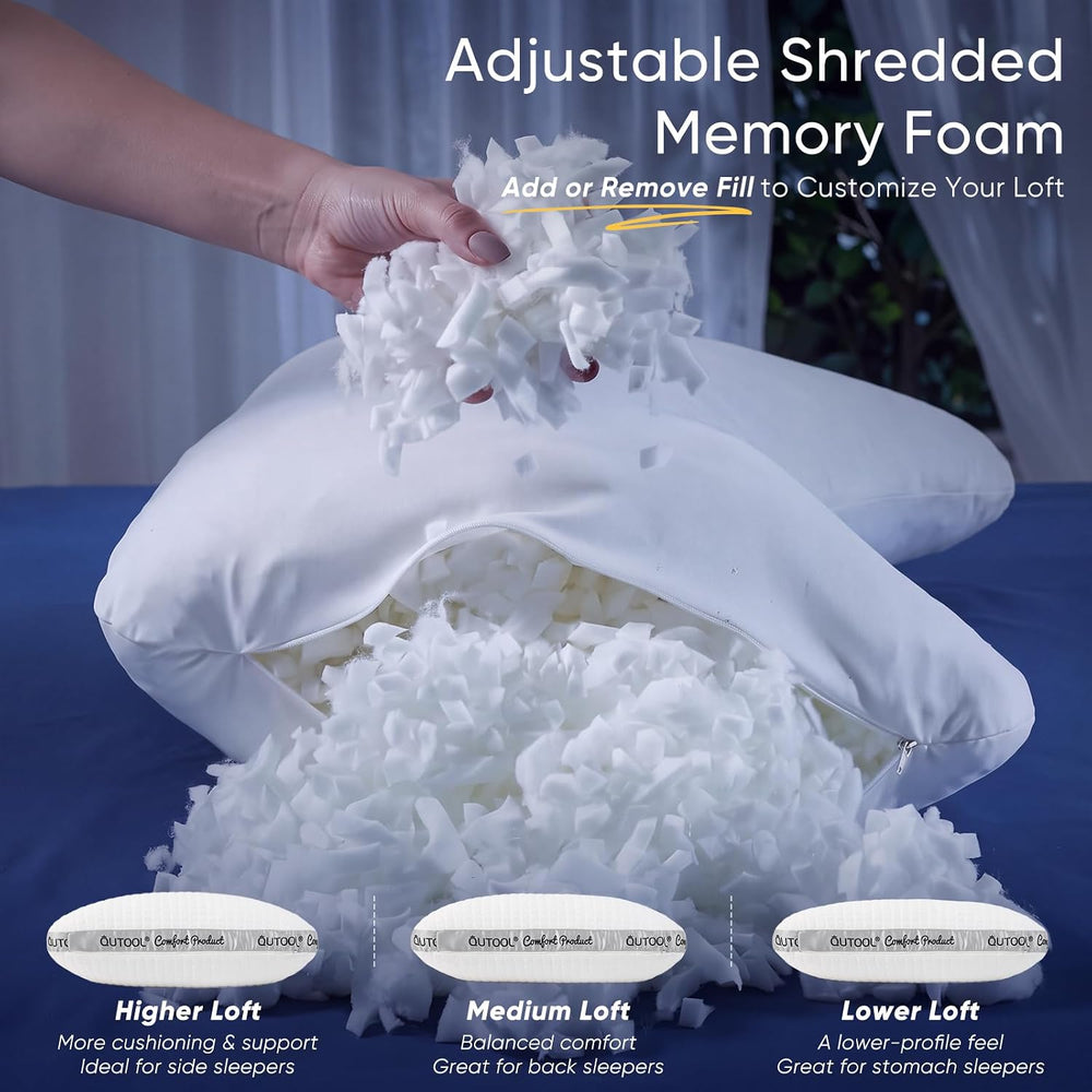 QUTOOL Cooling Crescent Side Sleeper Pillow, Adjustable Loft, Queen Size