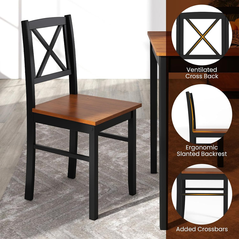 Tangkula Mid-Century Modern Dining Table Set for 4, Wood Kitchen Table Set