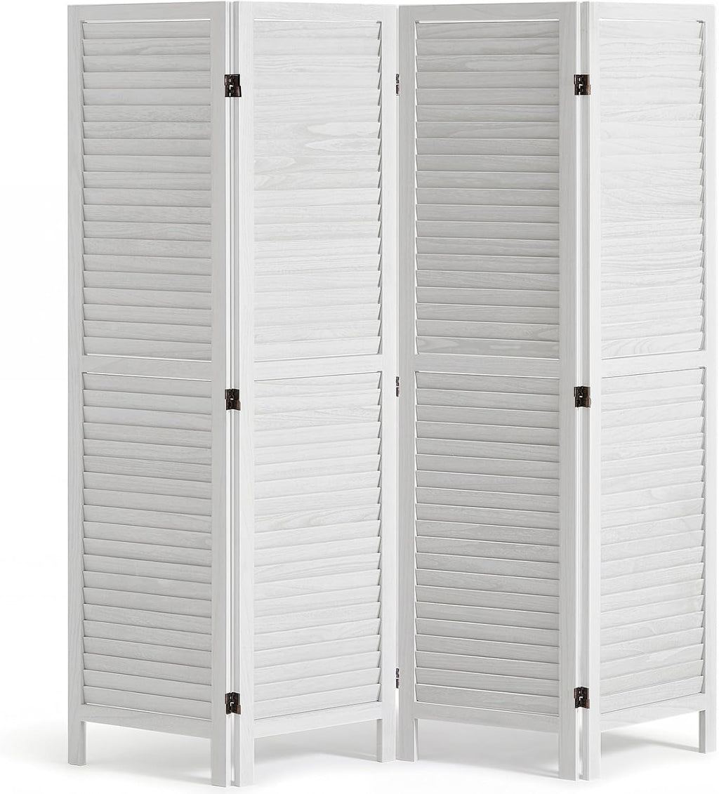 VEVOR Wood Room Divider, 4 Panel Folding Privacy Screen, 66.9 Inches Tall Indoor Wooden Partition, Portable Decoration Screen, for Room Separation, Home, Office, Restaurant & Bedroom (Light Grey)