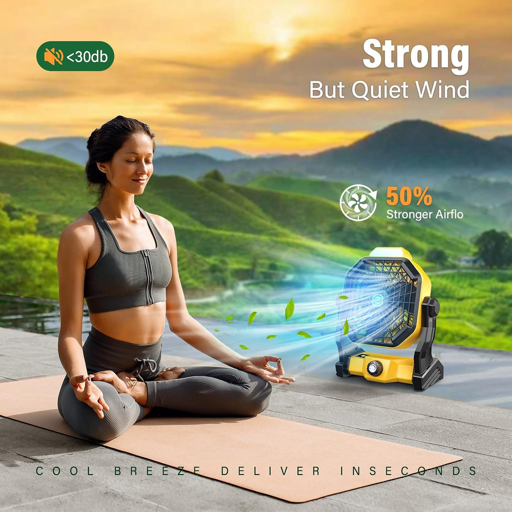 JINLICTE Solar Fan with LED Lantern, Camping Fan with 7W Solar Panel, Recharg...