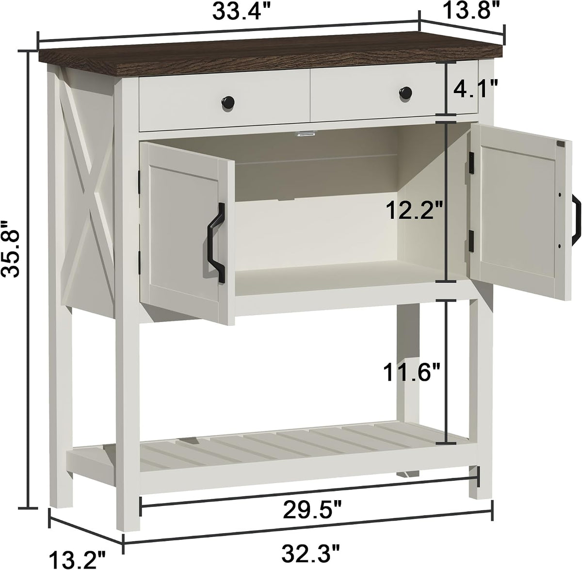 ChooChoo Farmhouse Console Table, 33.5" W Entryway Cabinet with Drawer