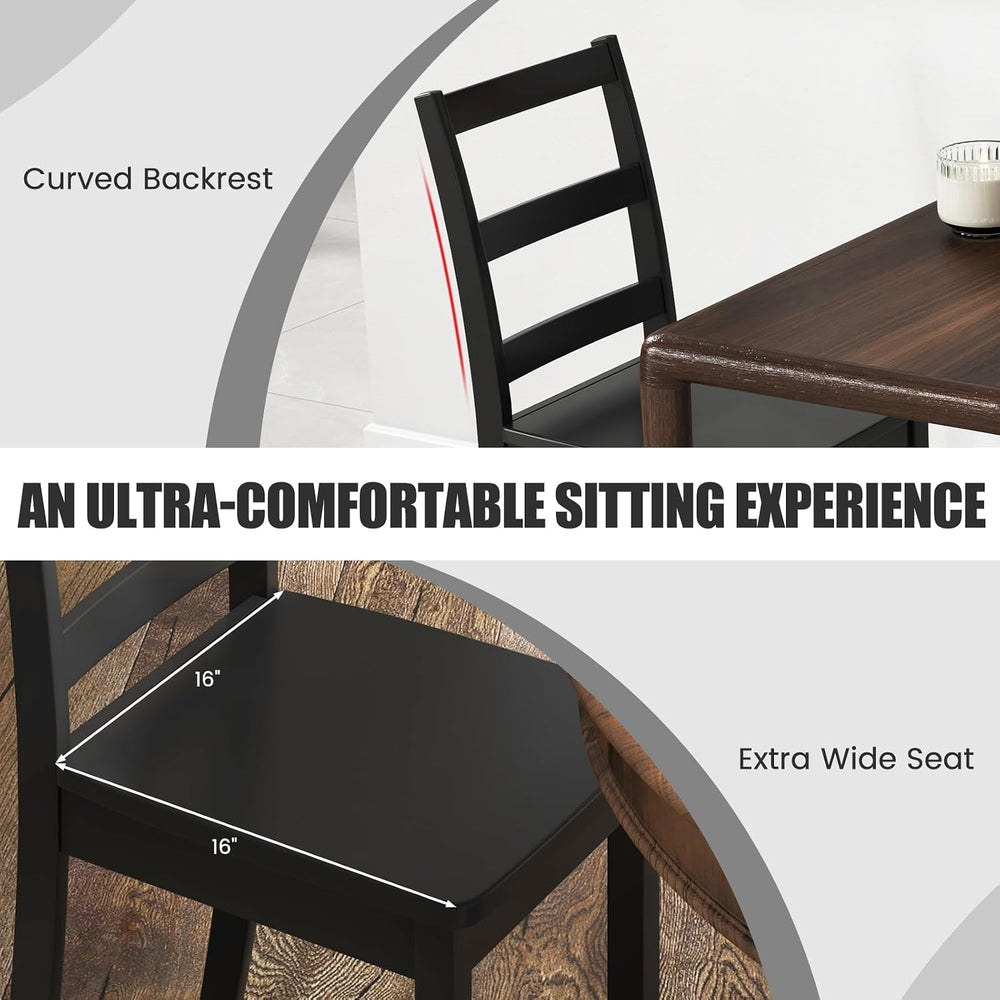 COSTWAY Dining Chairs Set of 4, Mid-Century Modern Wooden Chairs, Black