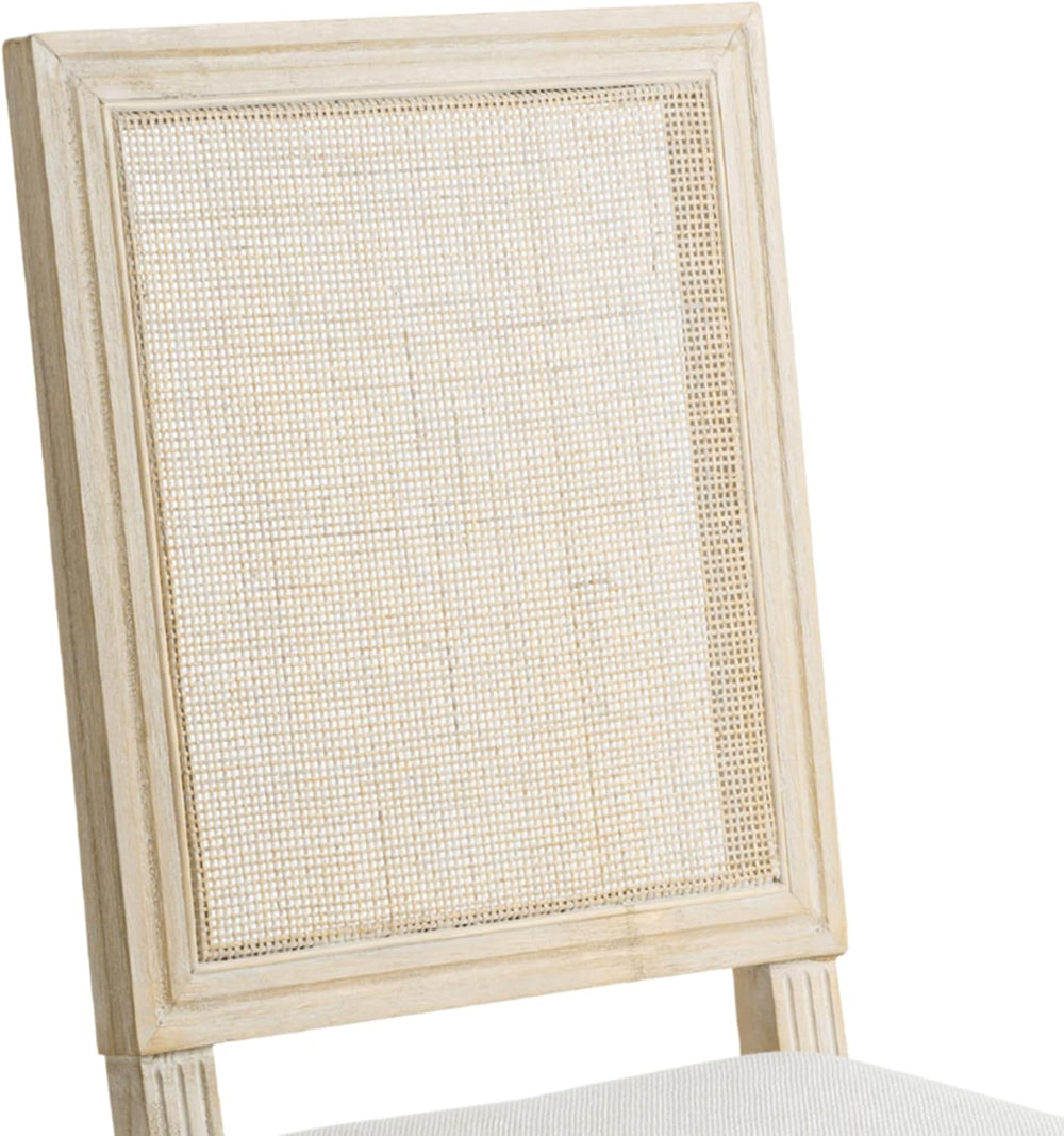 chairus Farmhouse Dining Chairs Set of 6, Rectangle Rattan Back French Countr...
