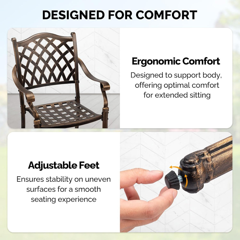 VINGLI Patio Chairs Set of 2 - Stackable Outdoor Cast Aluminum Dining Chairs ...
