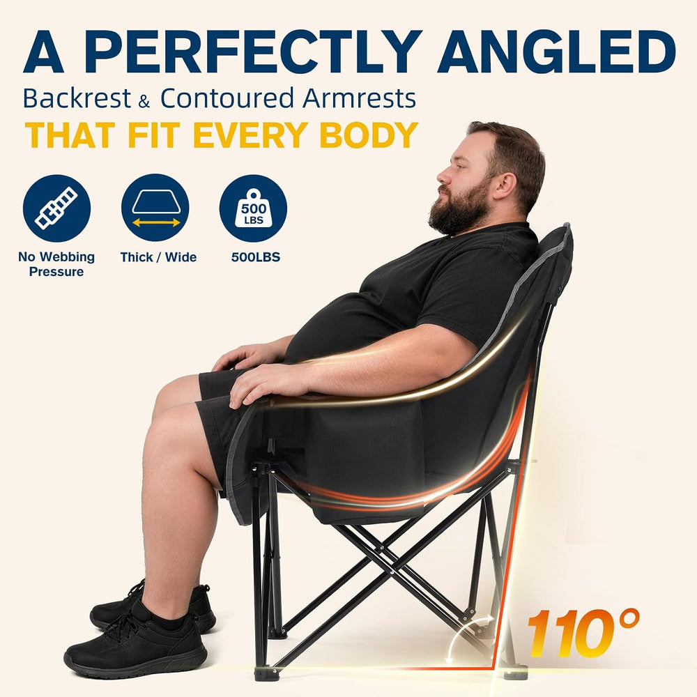 Oversized Camping Chair for Adults - Padded Lawn Camp Chair 2 Pack