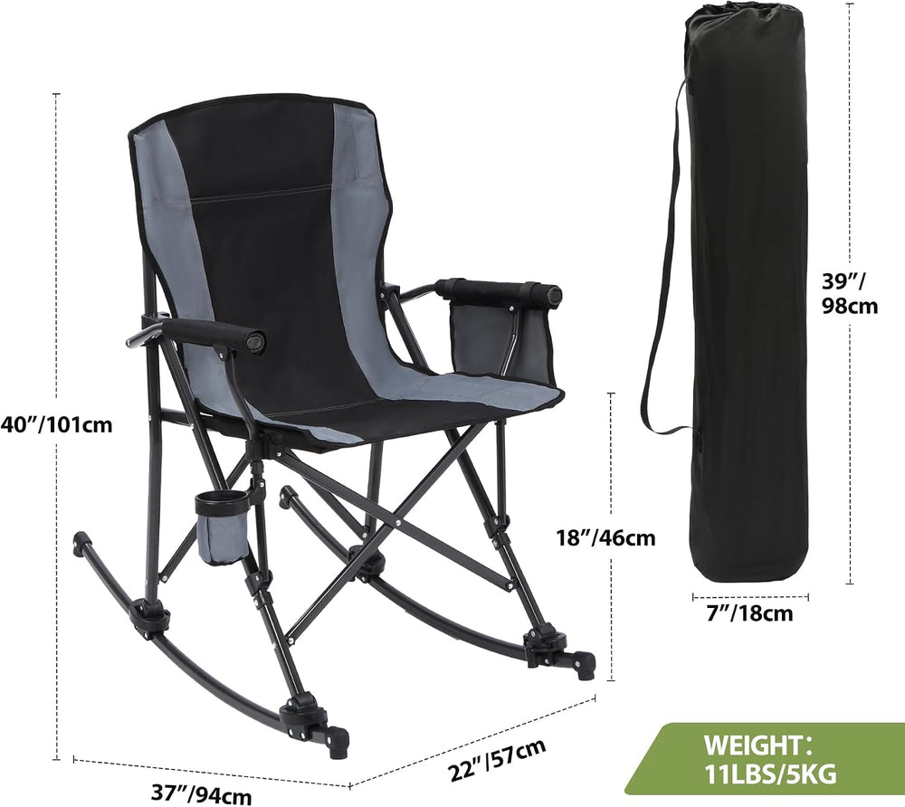 REDCAMP 2 in 1 Oversized Folding Rocking Camping Chair with Removable Rockers...