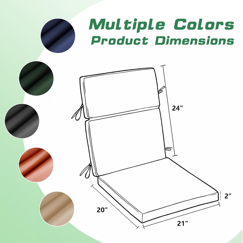 High Back Patio Chair Cushions, 21x20 Waterproof & Fade-Resistant Outdoor...