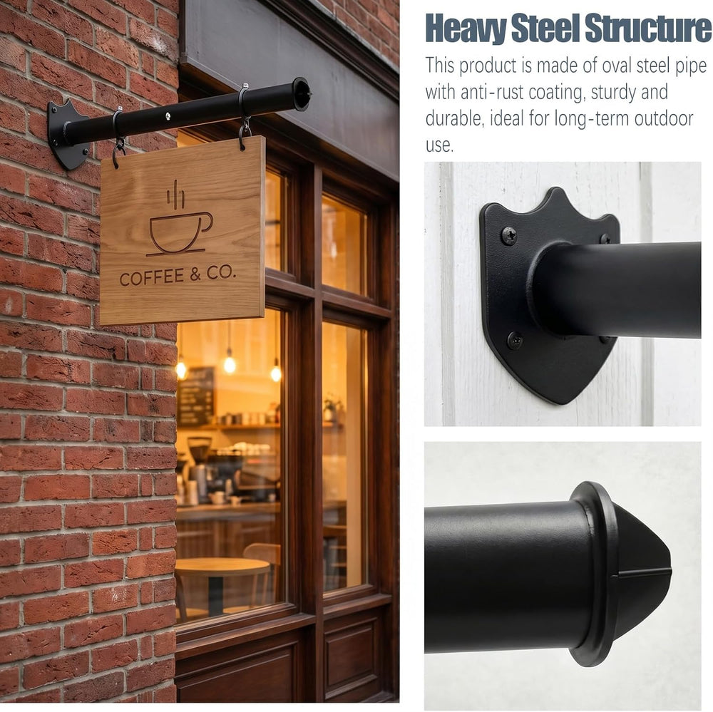 24" Metal Hanging Sign Bracket Hanger with Adjustable Anti-Slip Rings &a...