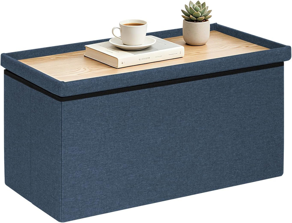 30 Inches Storage Ottoman Bench, Folding Ottoman with Storage