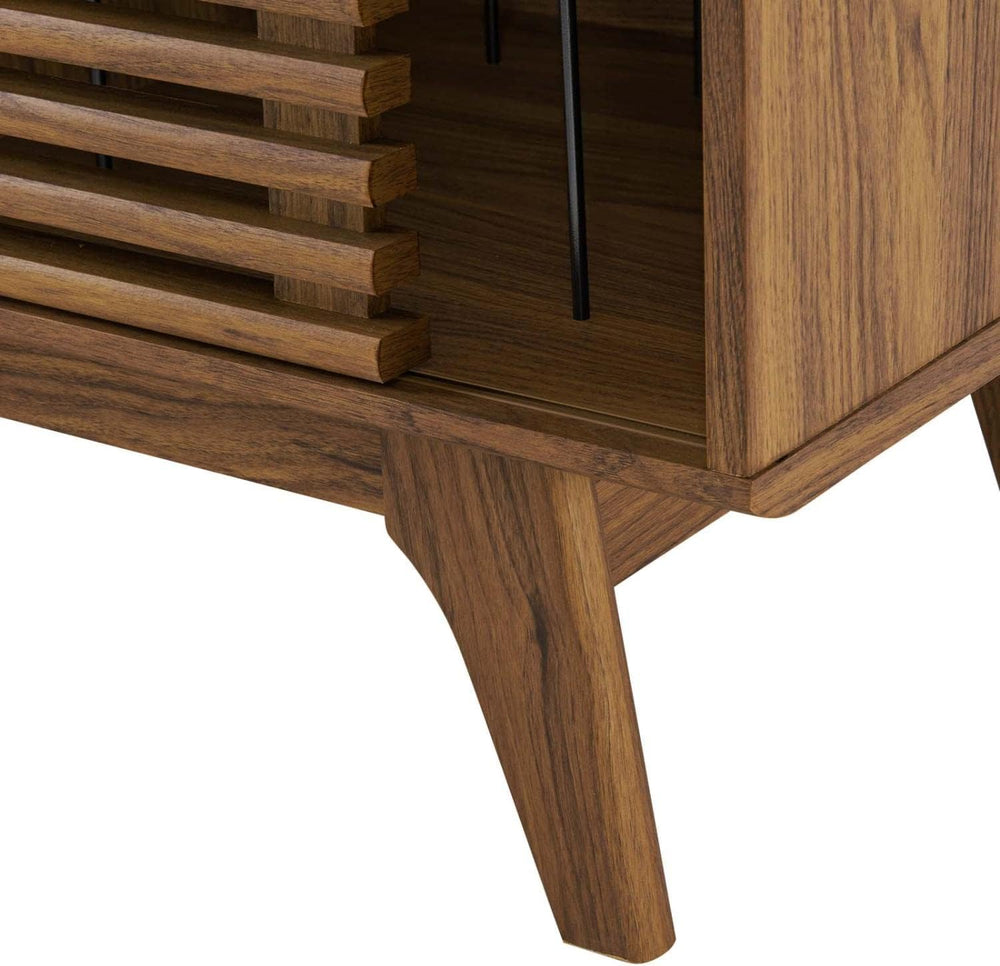 Modway Render Mid-Century Modern 37" Vinyl Record Display Stand in Walnut
