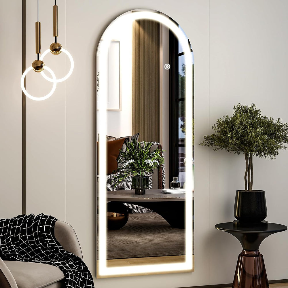 Easly 21"X56" LED Arched Full Length Mirror, Floor Mirror with Lights