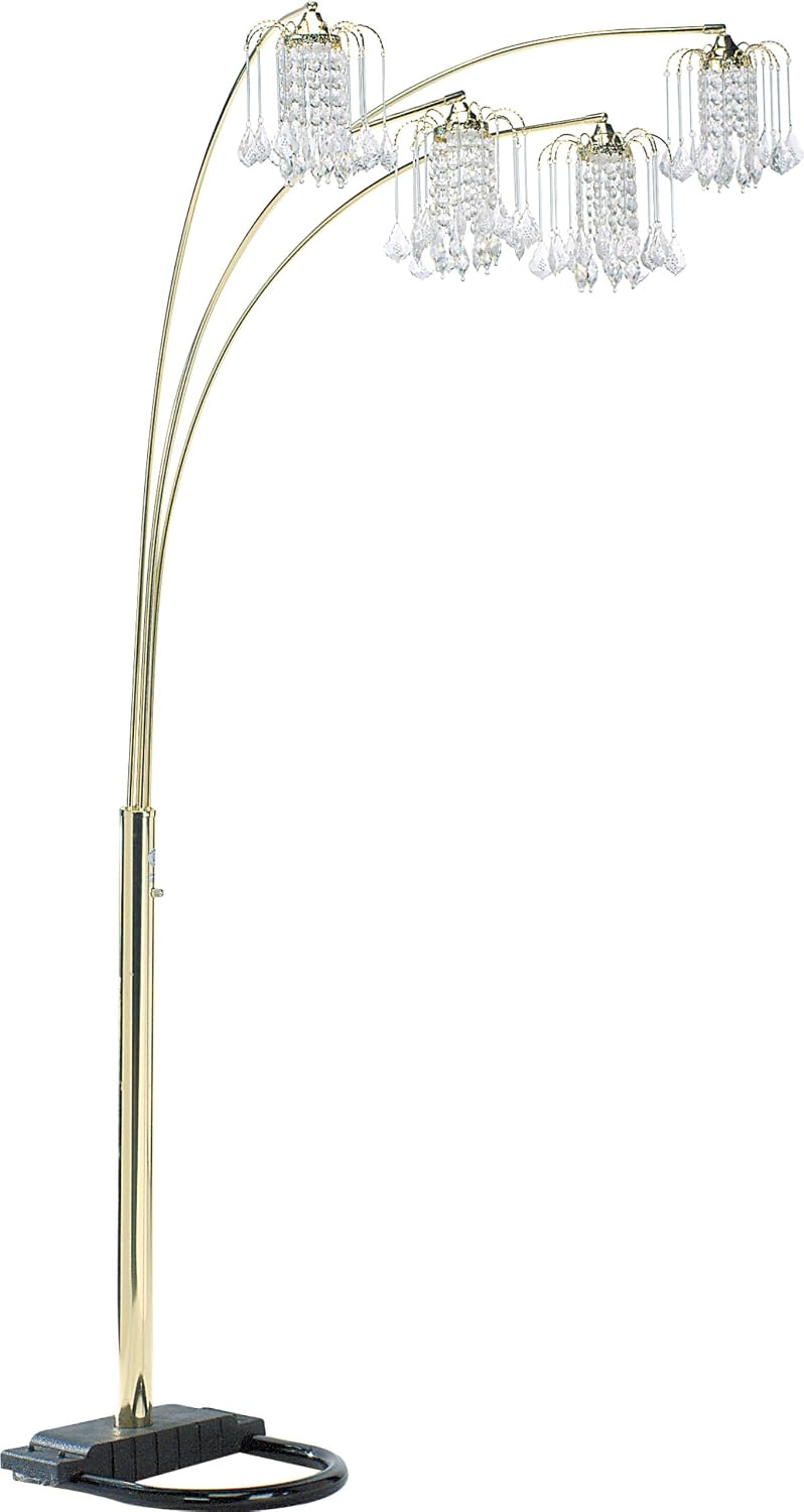 A6966G Silvia Adjustable Arc Floor Lamp with Dimmer Switch, Polished Brass, 9...