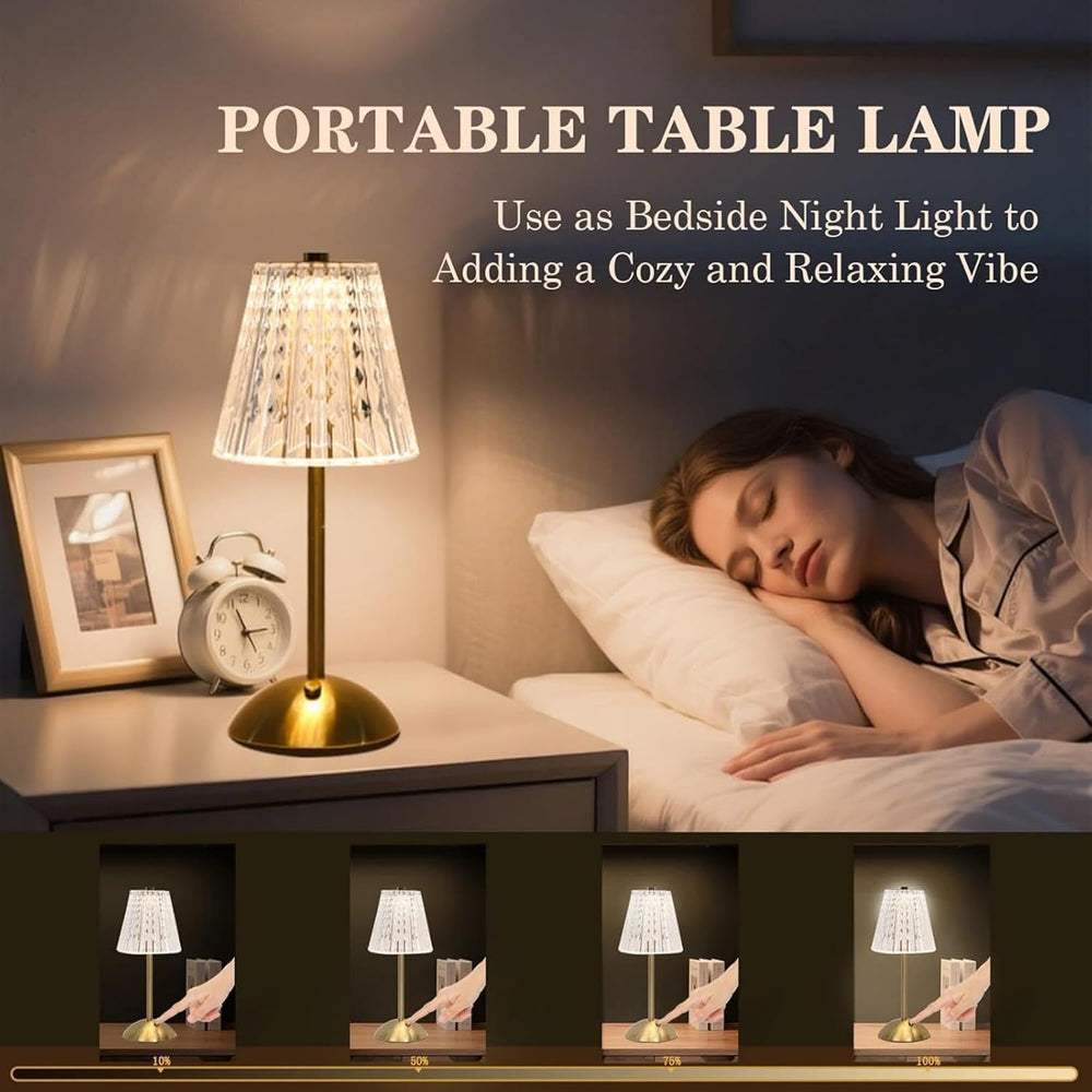 2 Pcs Cordless Rechargeable Table Lamp, Touch Dimming, 3 Color Modes