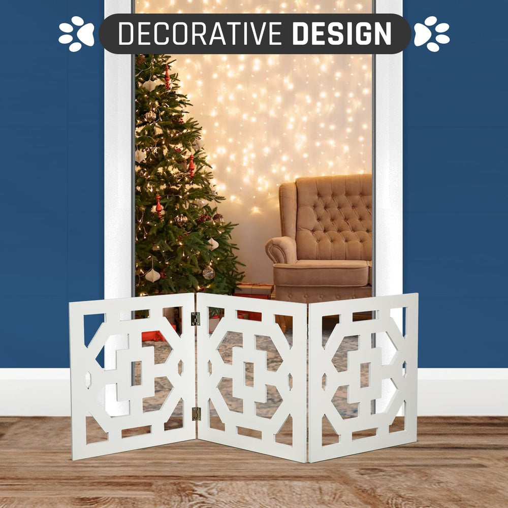 Freestanding Dog Gate Expandable Decorative Wooden Fence for Small to Medium ...
