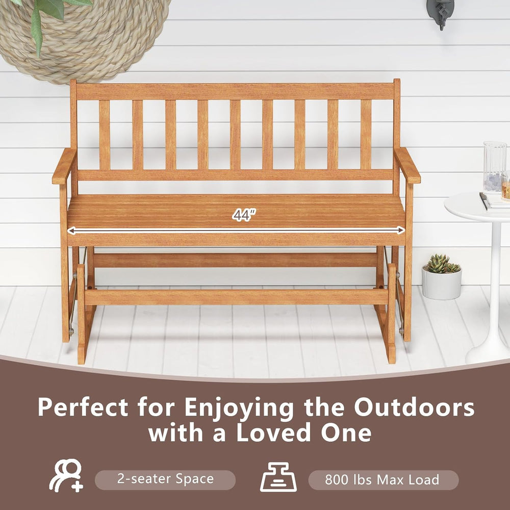 Tangkula 2-Person Outdoor Acacia Wood Glider Bench, Heavy Duty 800 LBS, Patio...