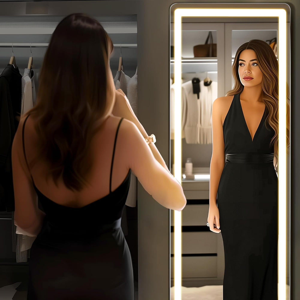 LED Rectangular Full Length Mirror, 64"L x 21"W Body Standing Mirror
