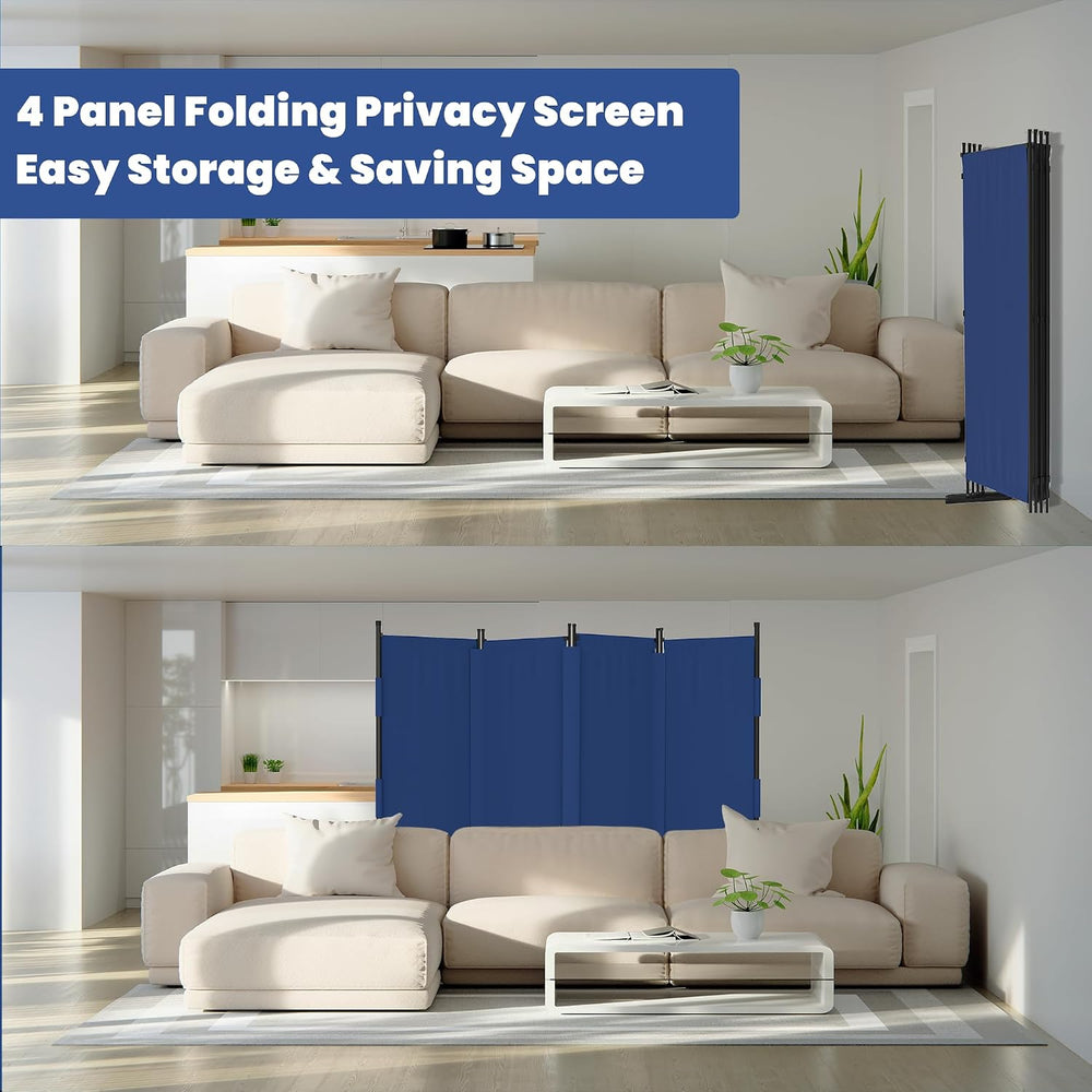 Room Divider, 4 Panel Upgraded 88” Folding Screen Highly Secretive(Blue)