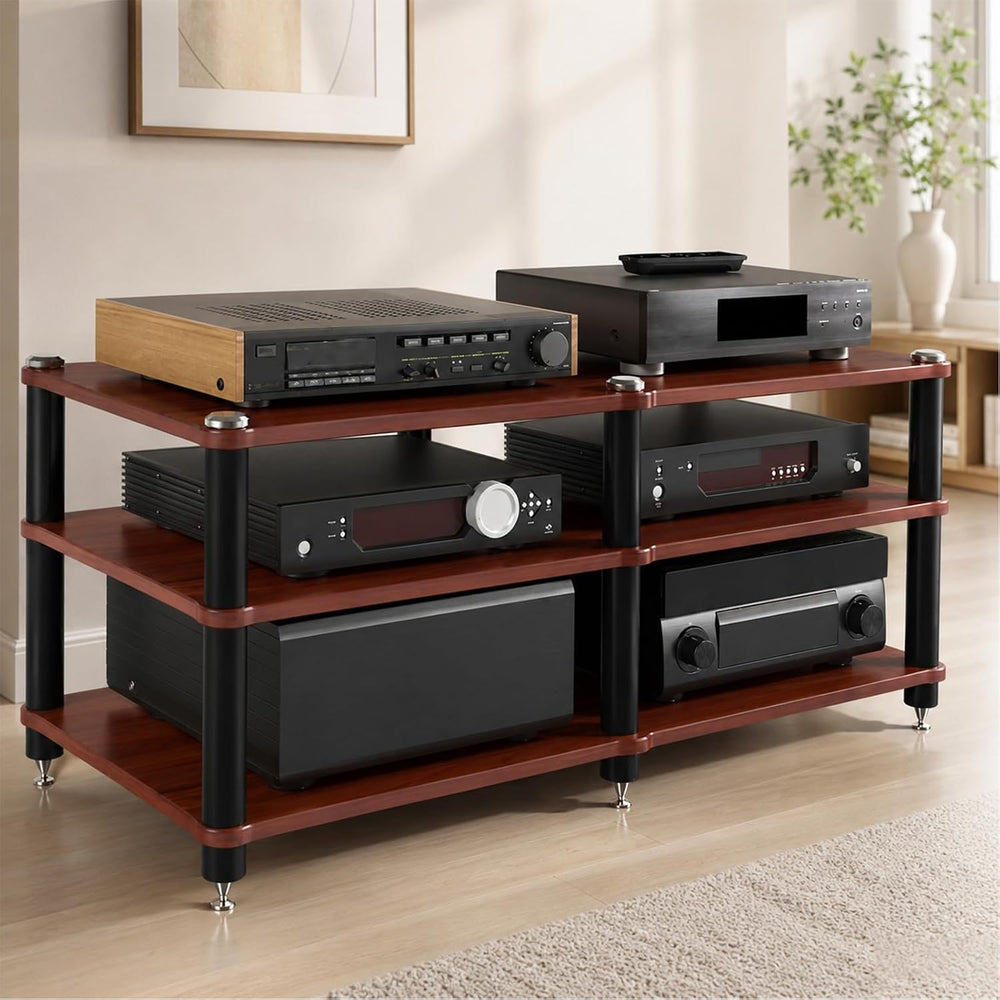 3 Tier Heavy Duty AV Media Stand, Stereo Stands and Racks, Teak