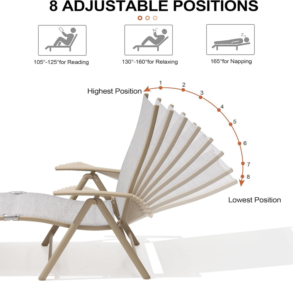 Lounge Chair Outdoor, Folding Pool Chaise Chairs Set of 2 (Multi-Color)