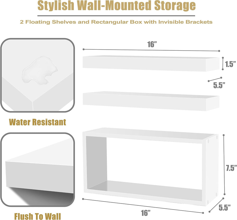 Sorbus Bathroom Shelves, Set of 3, Wall Mounted (White)