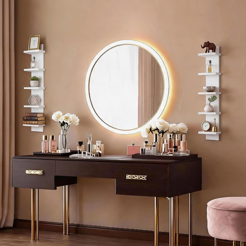 Homaterial 5 Tier Wall Shelf Unit, Small White Vertical Floating Shelf