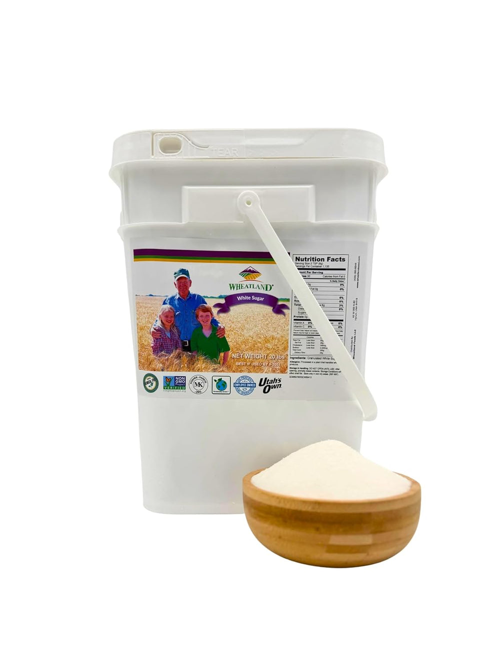 Wheatland™ White Sugar • Delicious • USA grown • 20 lbs Bulk • Mylar and Buck...