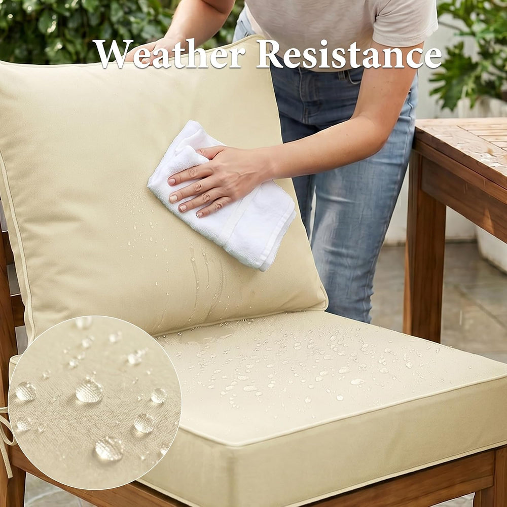 Outdoor Chair Cushions, 19 x 19 Water-Resistant Patio Seat Cushion Beige