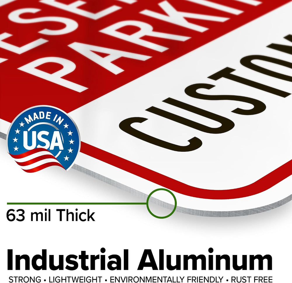 Custom No Parking Sign, Custom Reserved Parking Signs for Business, 12x18 Inc...