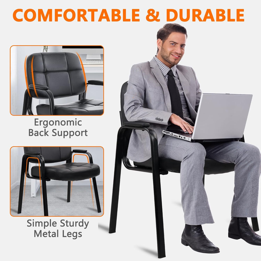 CLATINA Big & Tall 400 lbs Waiting Room Guest Chair, Leather Office Recep...