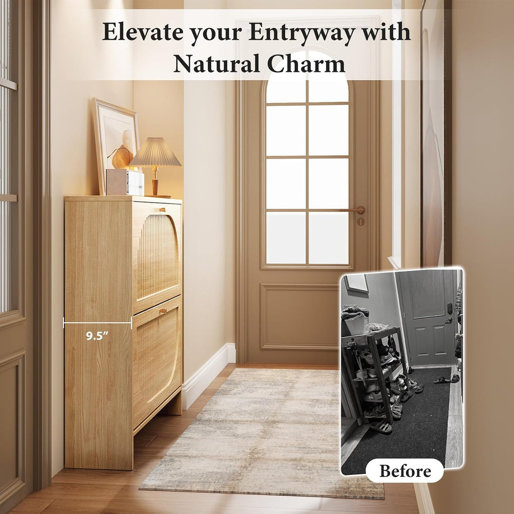 Nicetree Arch-Chic Shoe Cabinet for Entryway, Modern Mid-Century Shoe Storage...