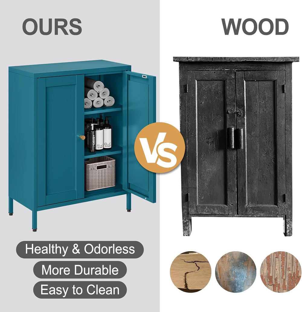 Bevivog Bathroom Floor Storage Cabinet,Blue Metal Locker Storage Cabinet