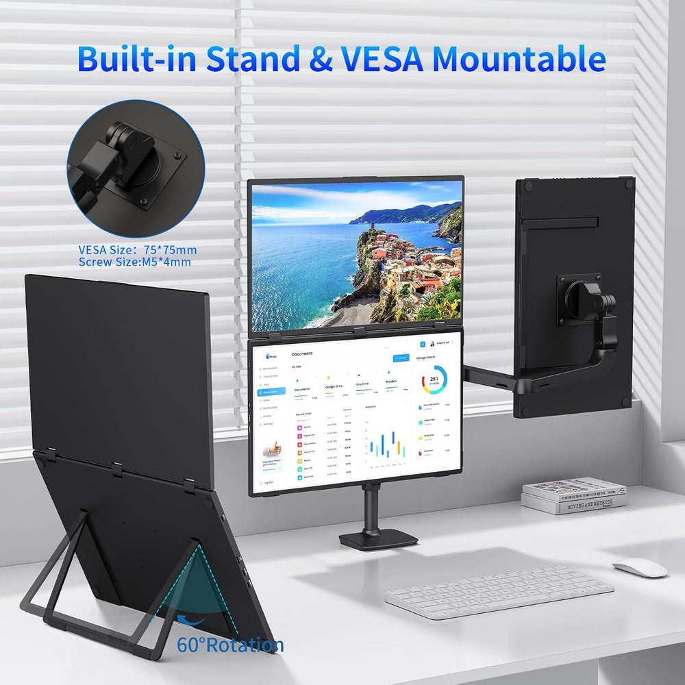 MAGICRAVEN Portable Dual Monitor for Laptop, Foldable Laptop Screen Extender,...
