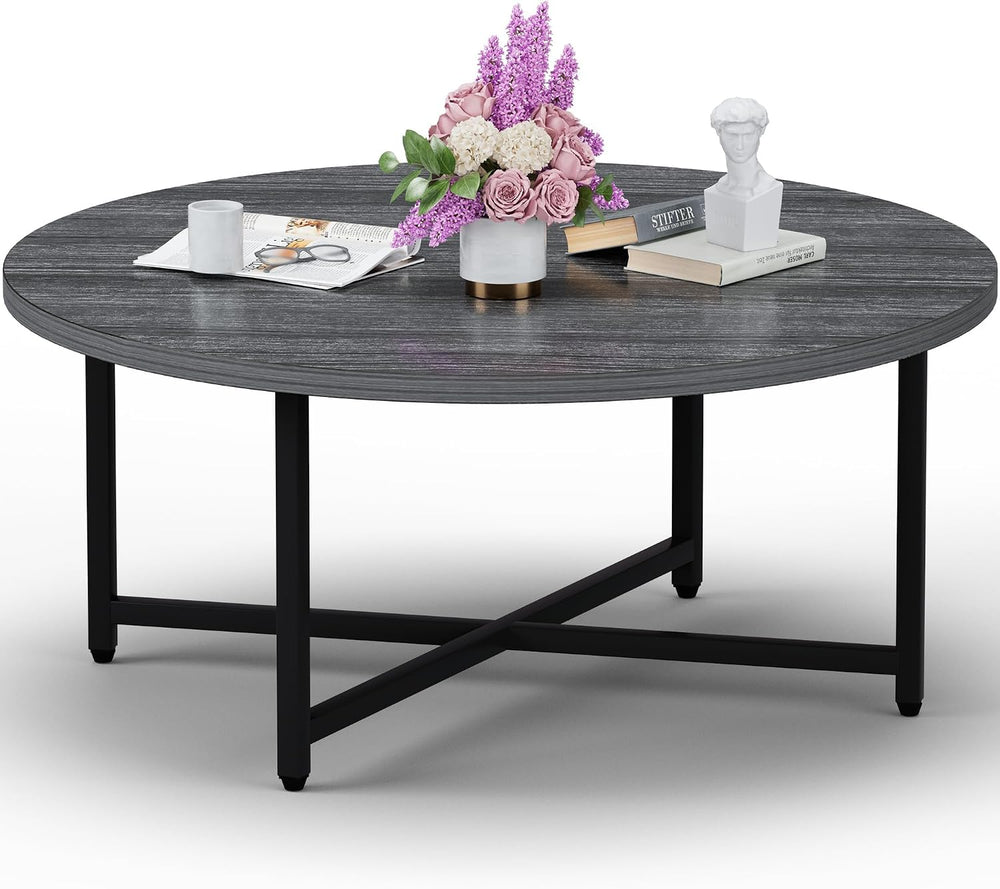 FAMIDGE Coffee Table, 31.5" Large Round Coffee Table for Living Room, Ce...