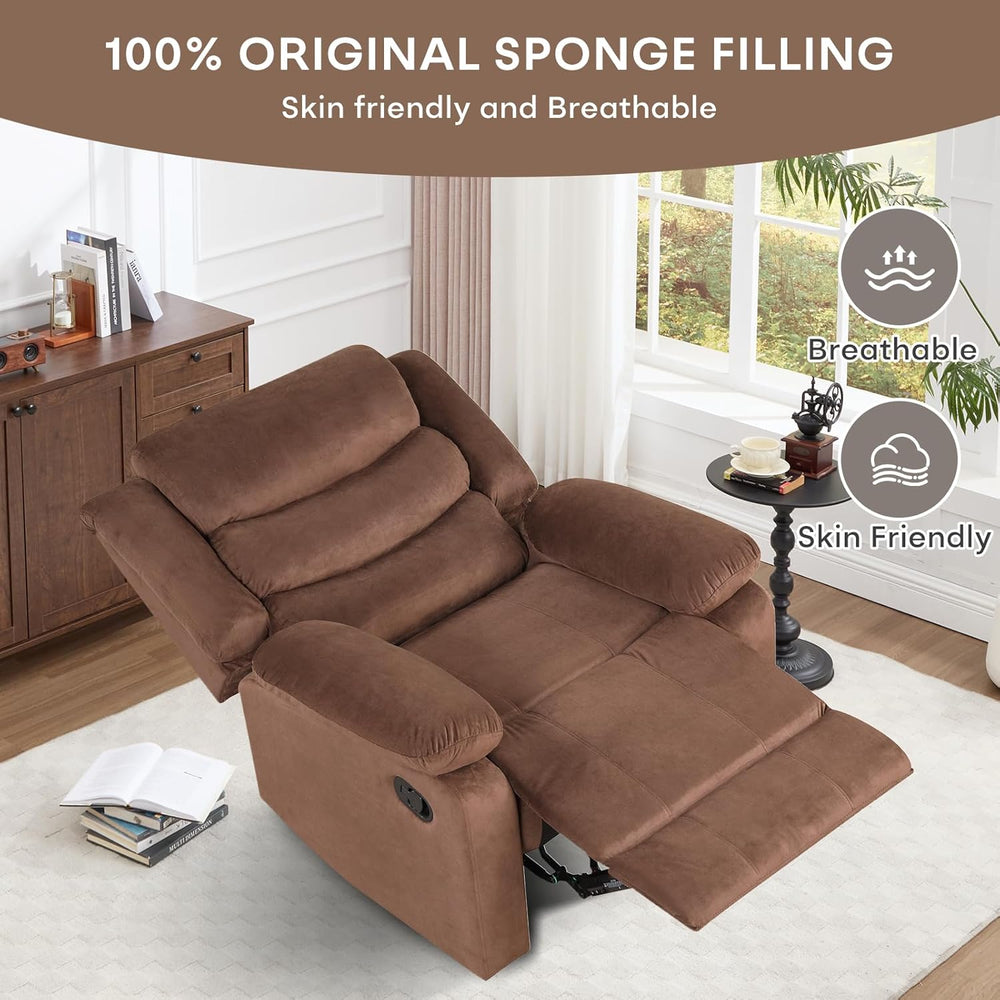 CANMOV Manual Recliner Chair for Adults, Upholstered Fabric Sofa Chair with O...