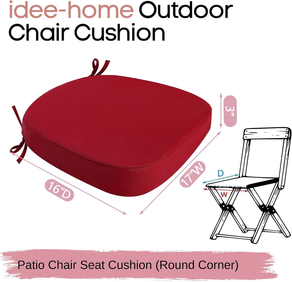 idee-home Outdoor Chair Cushions Set of 2, 19" x 19" D-Shaped