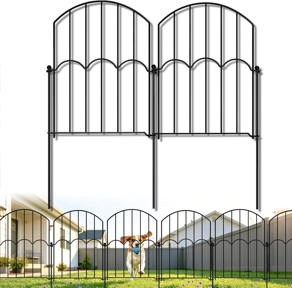 GOTGELIF 25 Panels Decorative Arched Garden Fence, 17''x27 FT No-Dig ...
