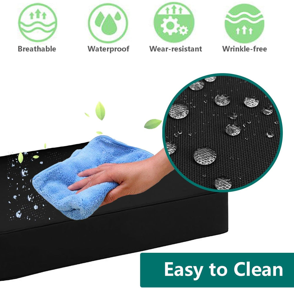Oslimea Outdoor Cushion Covers Replacement 24x24x4 inch, Black, 4 Pack