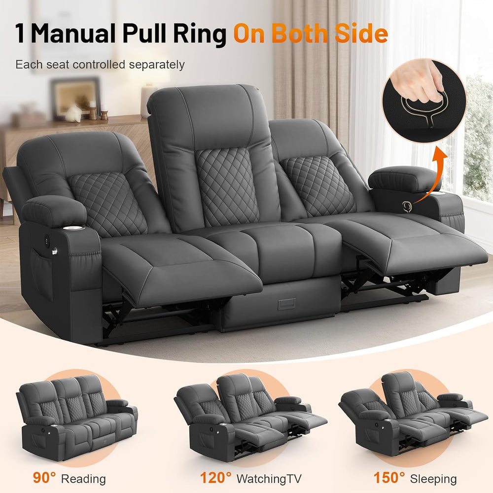 FURNIMAT Oversized Recliner Sofa Set with 2+3 Pieces in Living Room, PU Leath...