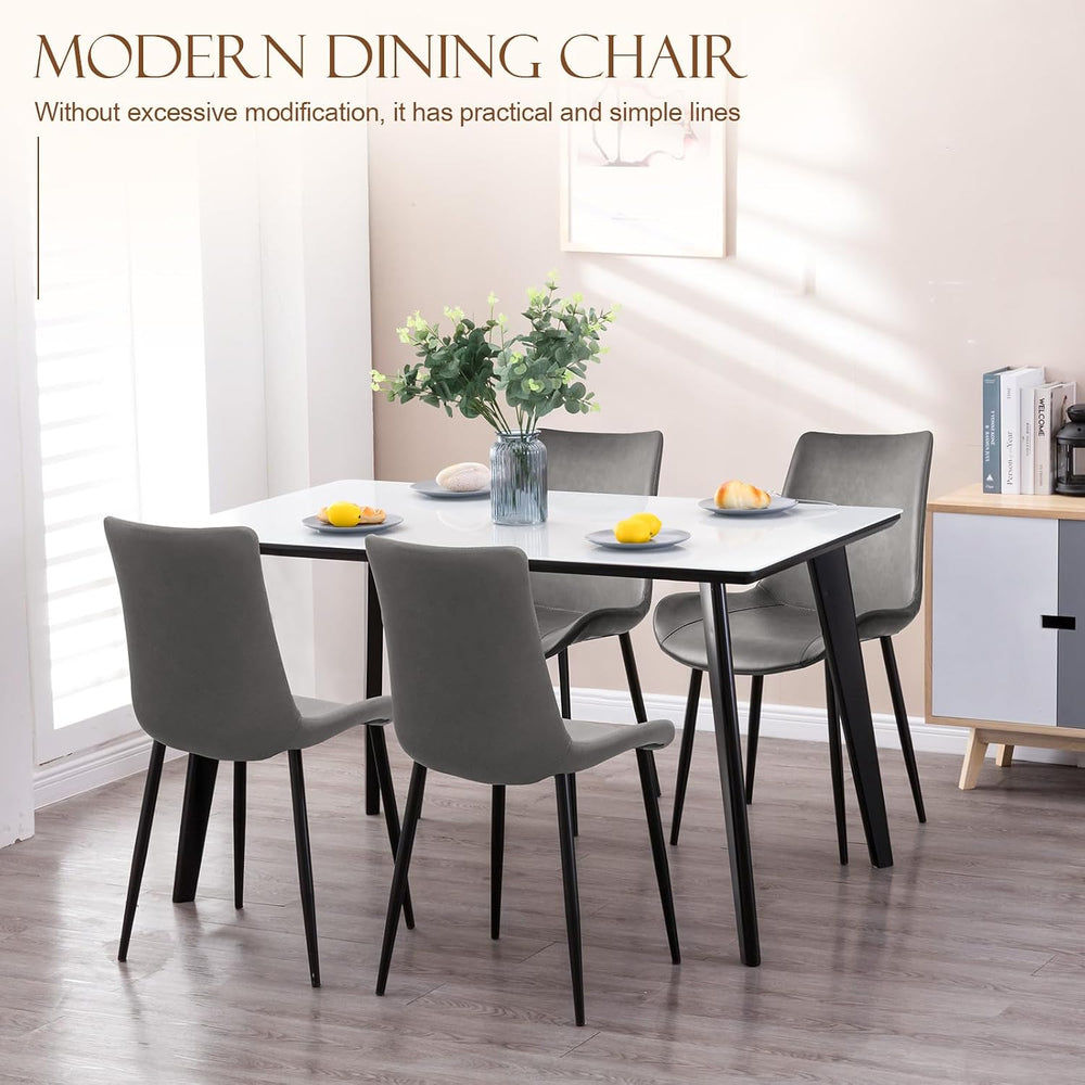 Dining Chairs, Modern PU Leather Dining Room Chair with Sturdy Metal Legs, Up...