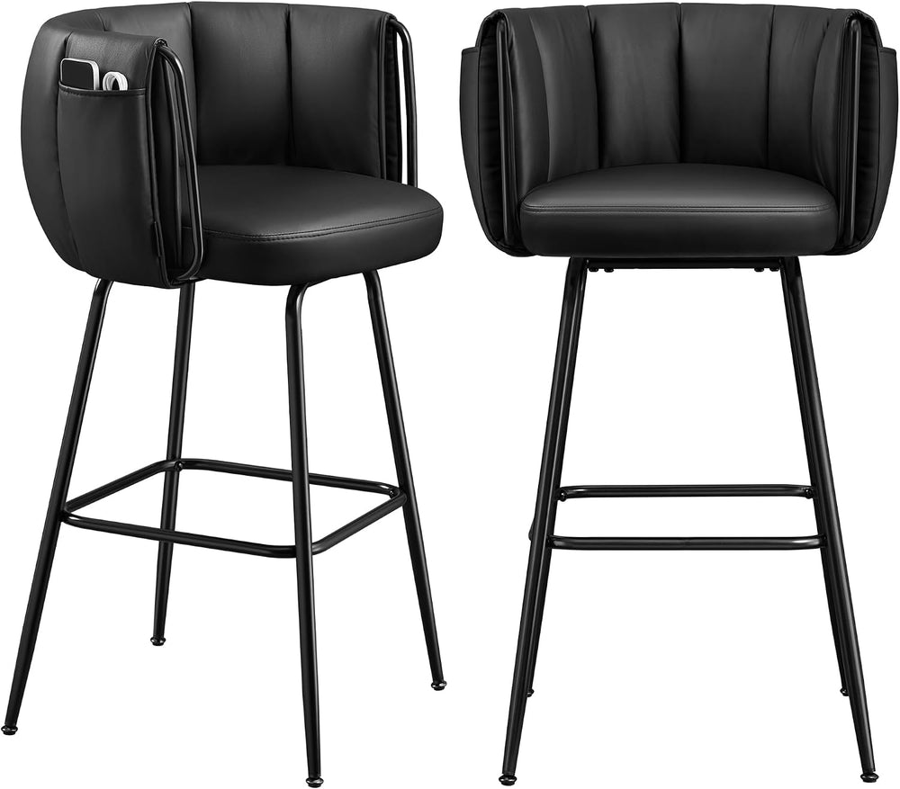 SONGMICS Home Bar Stools Set of 2, 360° Swivel,Bar Height