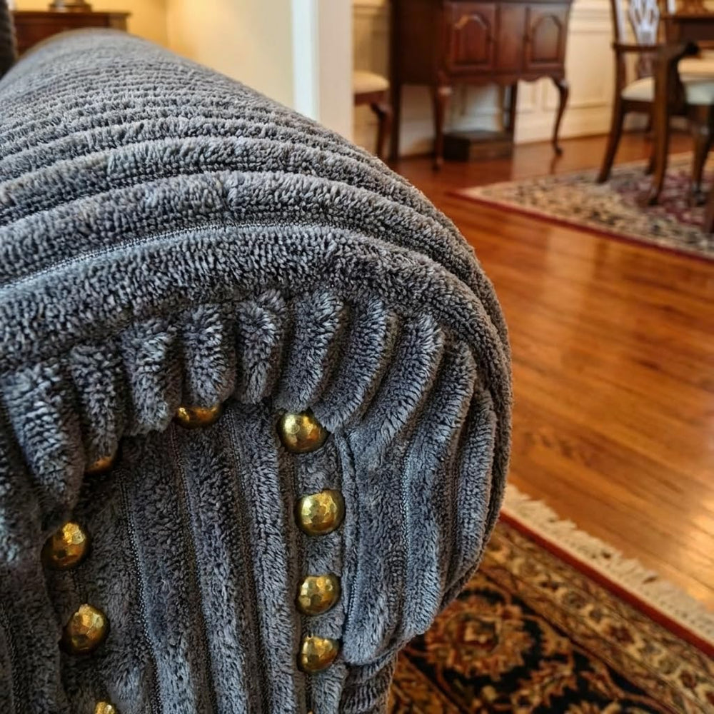 42-inch Nailhead Trim Sofa with Ottoman, Modern Corduroy Small Couch with Rol...
