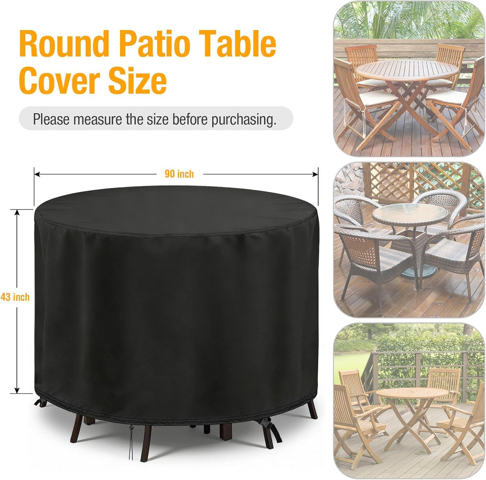 POMER Round Patio Furniture Set Cover,Outdoor Round Table Cover 90"D x 4...