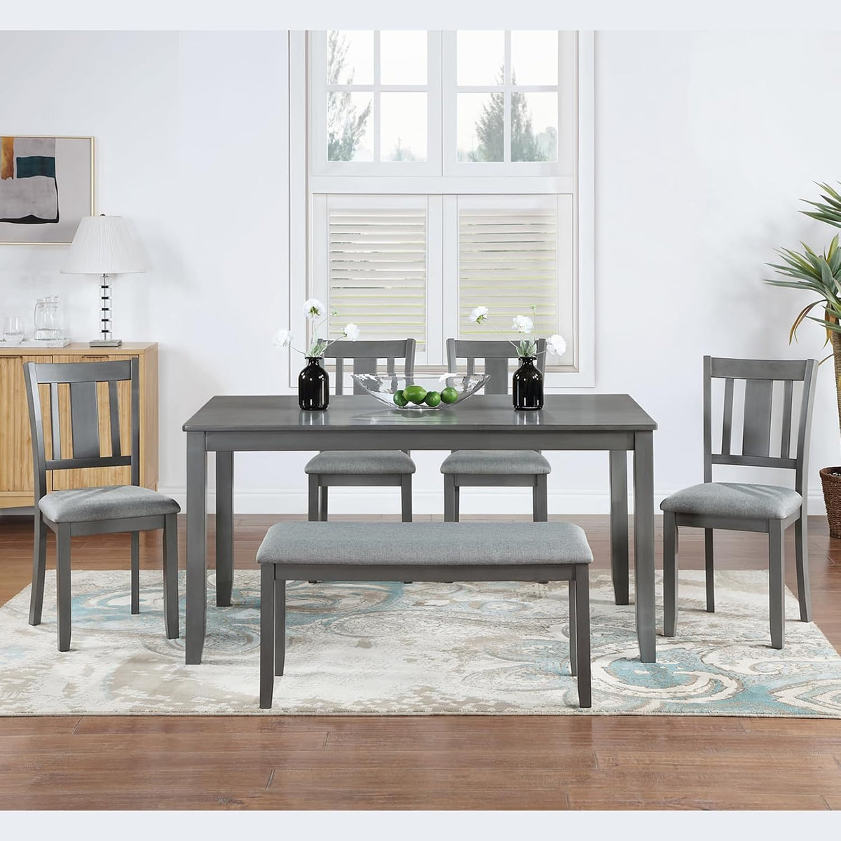 keiki 6-piece standard height dining table set with, close-up detail