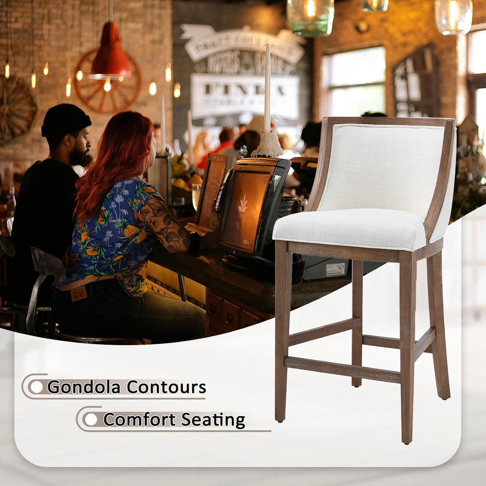 Kmax 26” Counter Height Bar Stool Set of 4, Farmhouse Upholstered Fabric Bars...