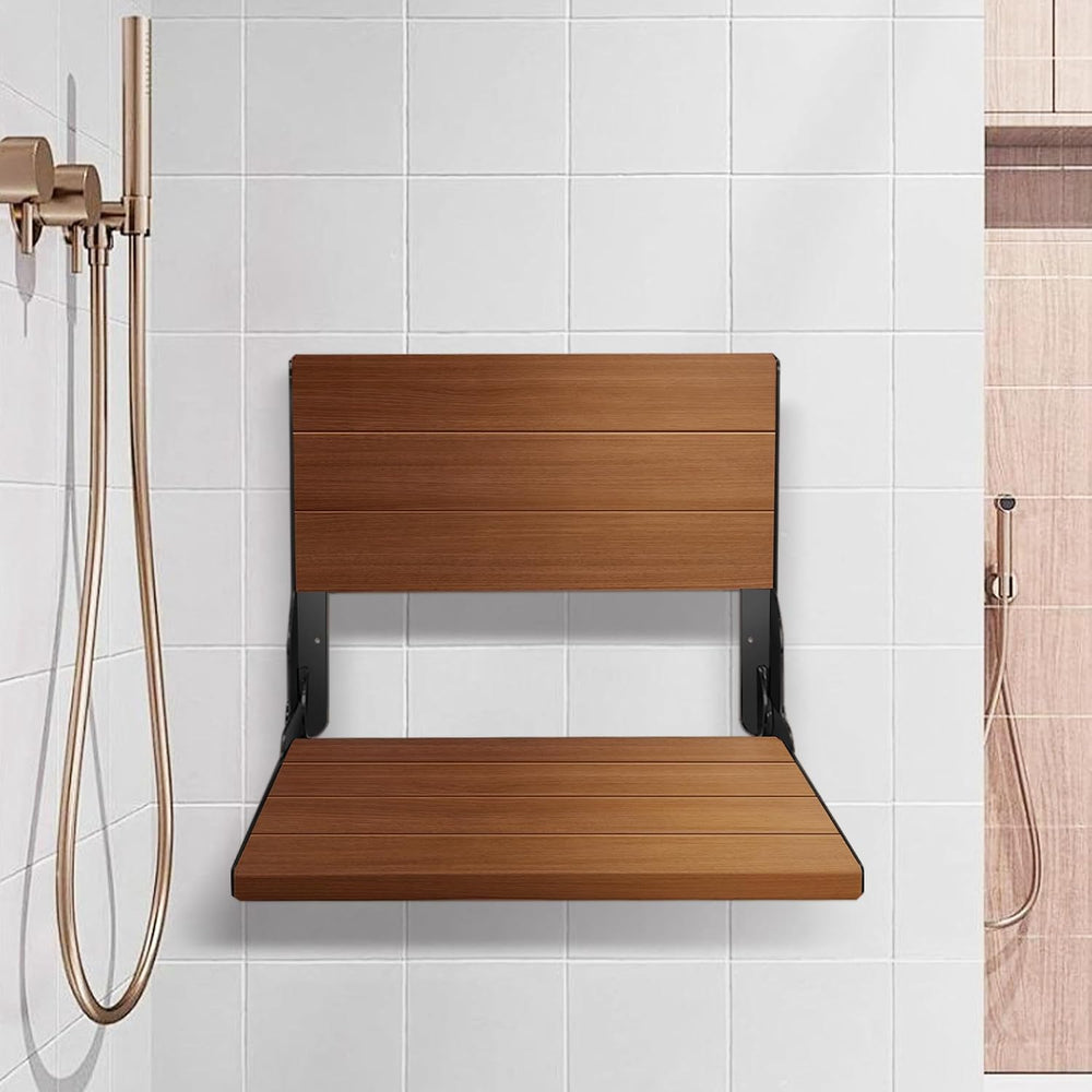 Folding Shower Seat 20'', Large Teak Shower Seat, Folding Shower Benc...